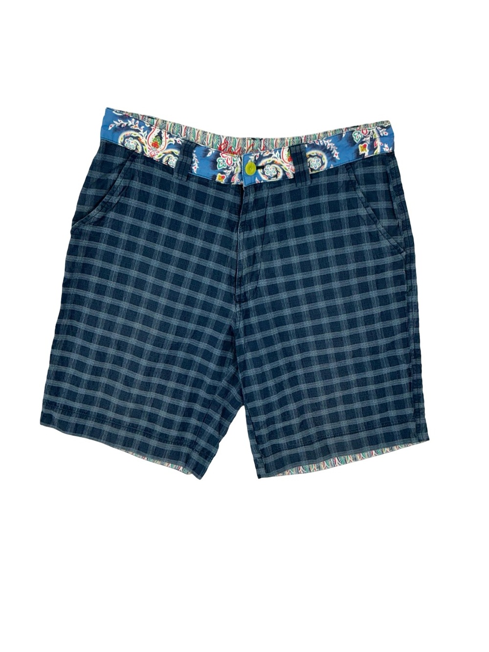 Robert Graham Blue Plaid Chino Shorts Preppy Resort Size 32